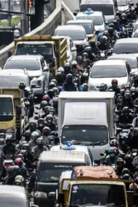 Ilustrasi Kendaraan Bermotor di Jakarta. (ANTARA FOTO:Aprillio Akbar:aww)