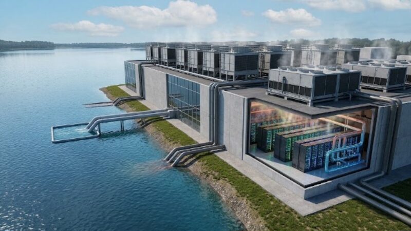 Ilustrasi konsumsi air untuk data center AI